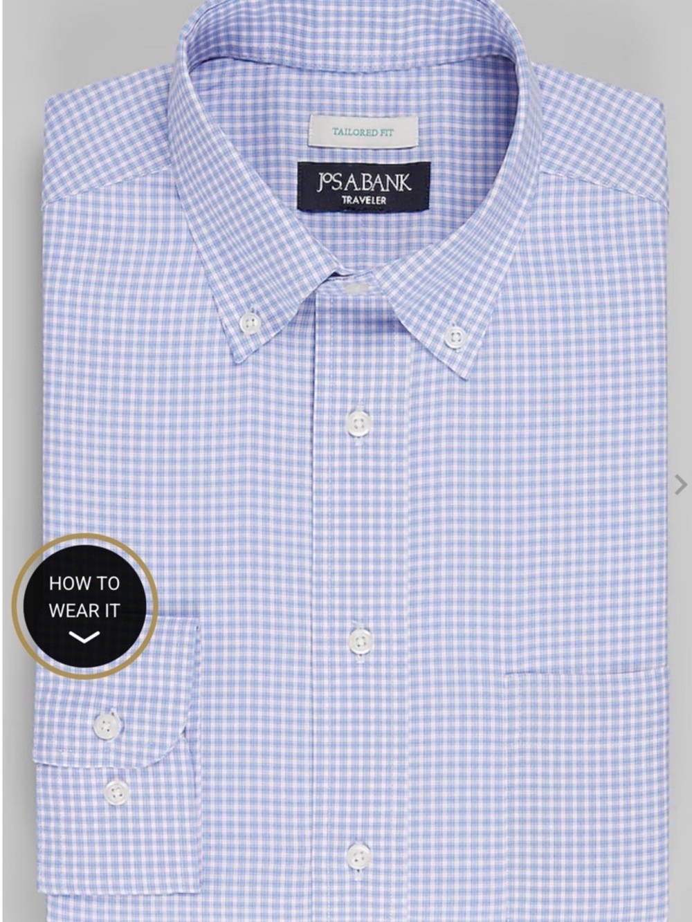 Jos. A. Bank Light Blue Gingham Tailored-Fit Dress Shirt